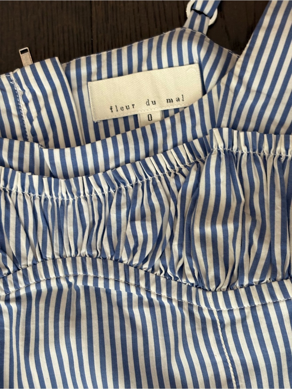 FLEUR DU MAL Poplin Bustier l Striped Blue & White Tank Top size 0 - Picture 8 of 12